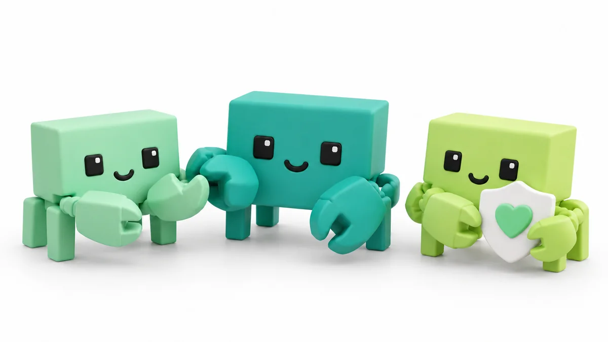 Colorful 3D AI agents representing the Client Care & Account Growth Team
