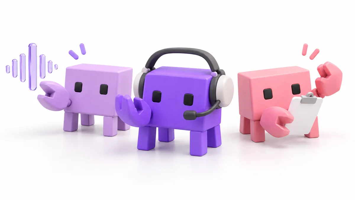 Colorful 3D AI agents representing the Sales Quality & Coaching Team